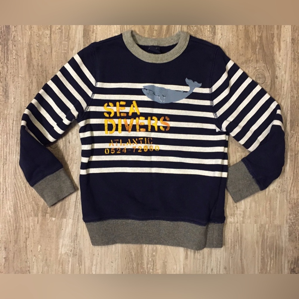 GAP Navy and White Striped Crewneck Sweater 5